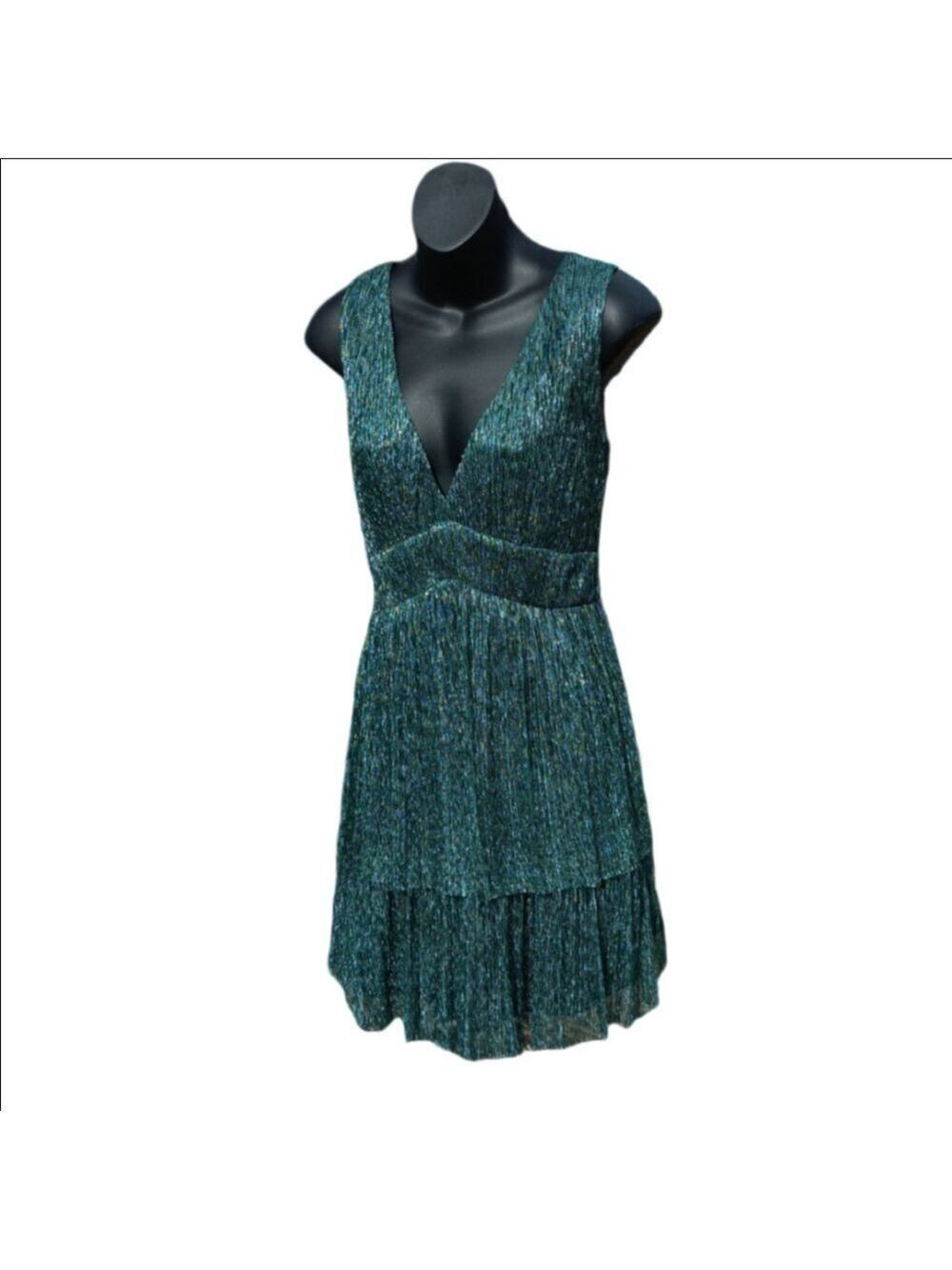 Trixxi Mini Dress Green Black Metallic Large